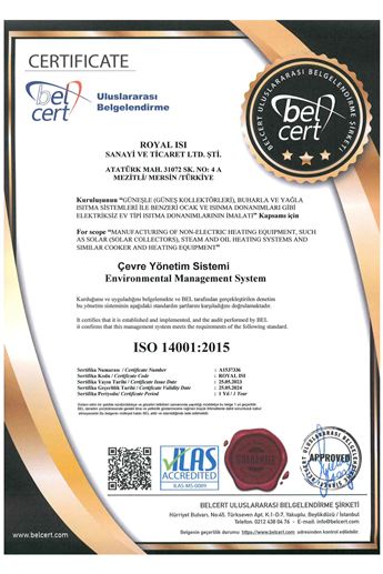 ISO 14001-2015 Çevre Yönetim Sistemi ROYAL ISI