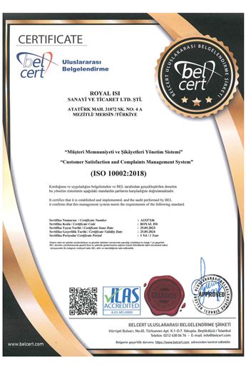 ISO 10002-2018 Müşteri Memnuniyeti ve Şikayetleri Yönetim Sistemi ROYAL ISI