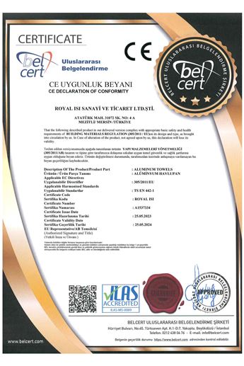 CE ALUMINIUM TOWELS ROYAL ISI