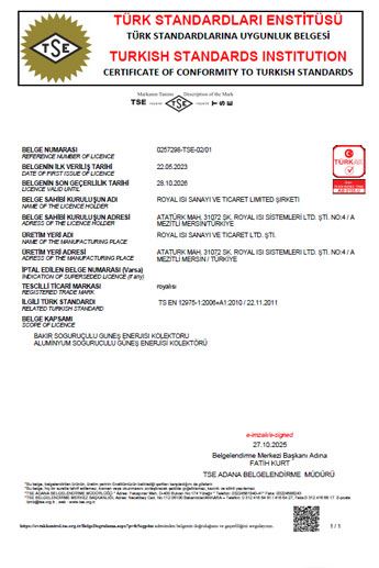 Royal Isı TSE 02-01 - TSE 2026 GÜNCEL
